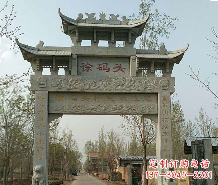 仙桃精美纯手工大理石牌坊雕塑