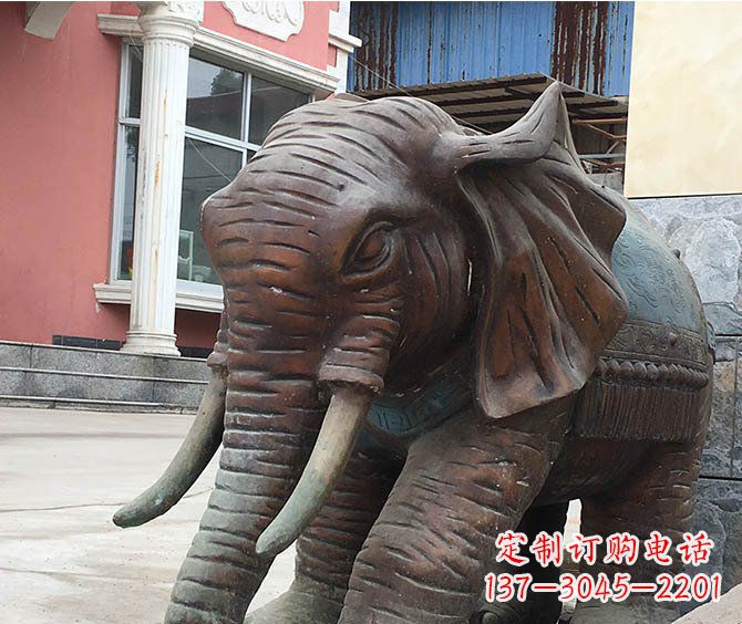 仙桃动物大象公园铜雕摆件