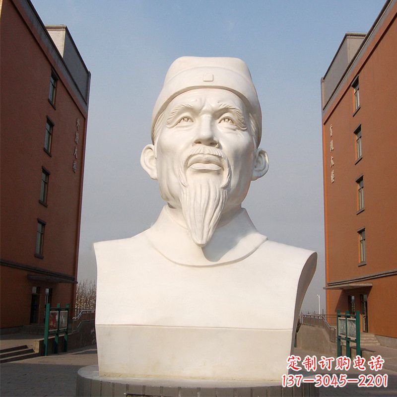 仙桃杜甫石雕像-学校校园历史名人唐代著名诗人头像