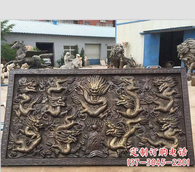 仙桃锻铜九龙浮雕雕塑
