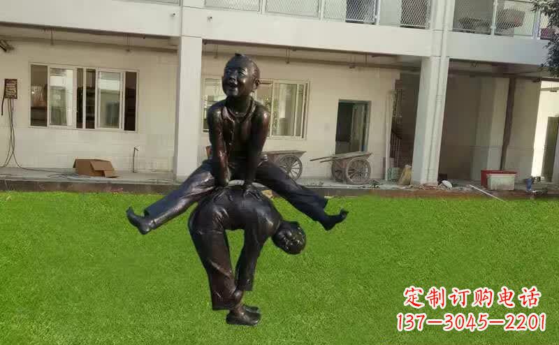 仙桃儿童跳马铜雕塑