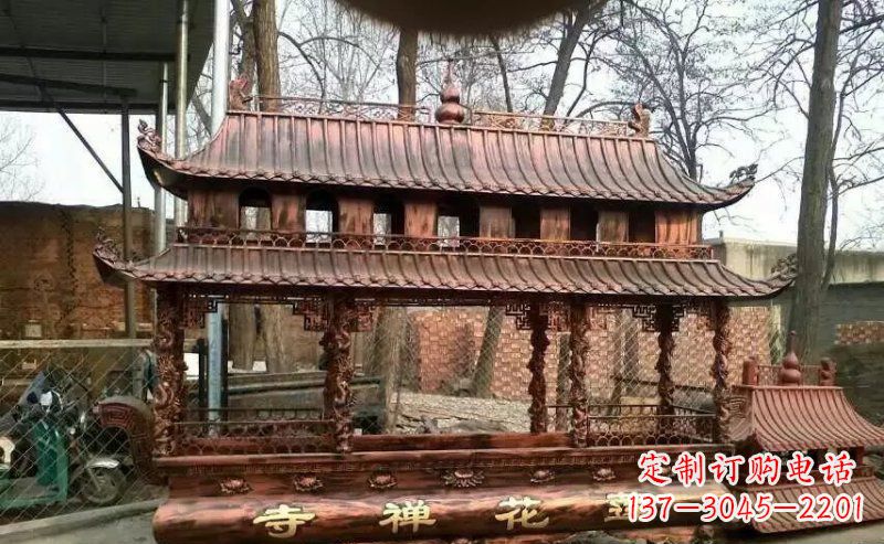 仙桃方形寺庙香炉铜雕