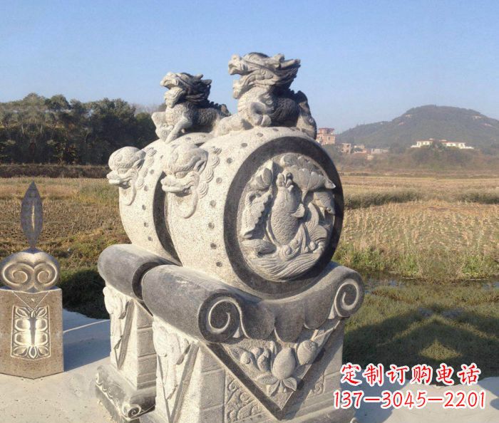 仙桃仿古抱鼓石镇宅石门墩 (4)