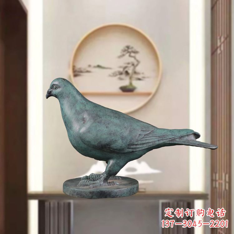 仙桃仿古青铜鸽子动物雕塑摆件