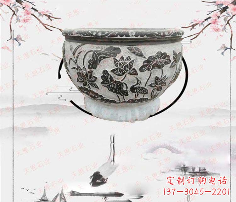 仙桃仿古石水缸石浮雕石雕,欧式古典设计