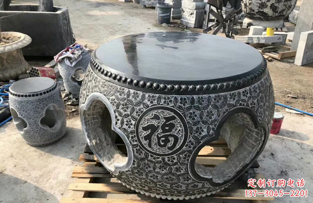 仙桃中领雕塑 | 精美仿古石桌凳雕塑