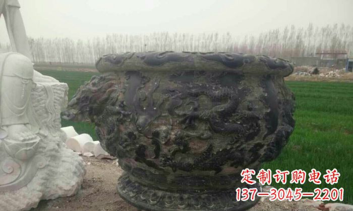 仙桃仿古圆形水缸石雕