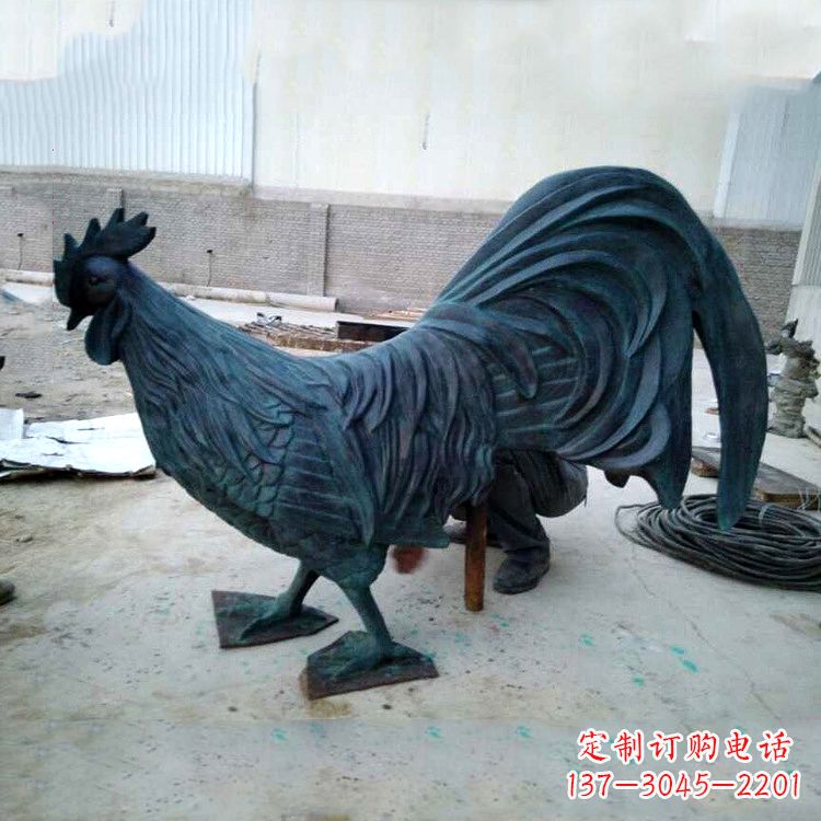 仙桃古典铜雕公鸡