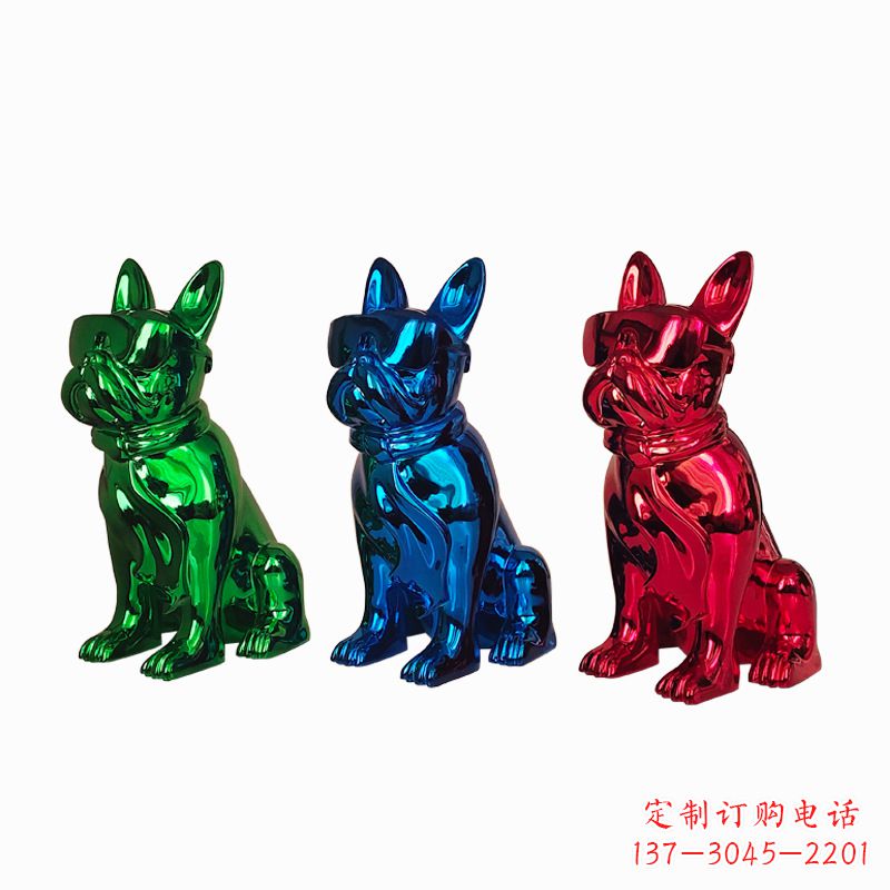 仙桃仿琉璃斗牛犬生肖狗雕塑