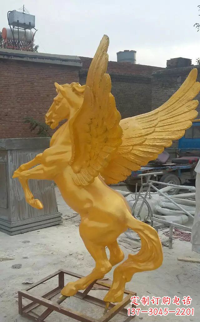 仙桃飞马玻璃钢仿铜动物雕塑