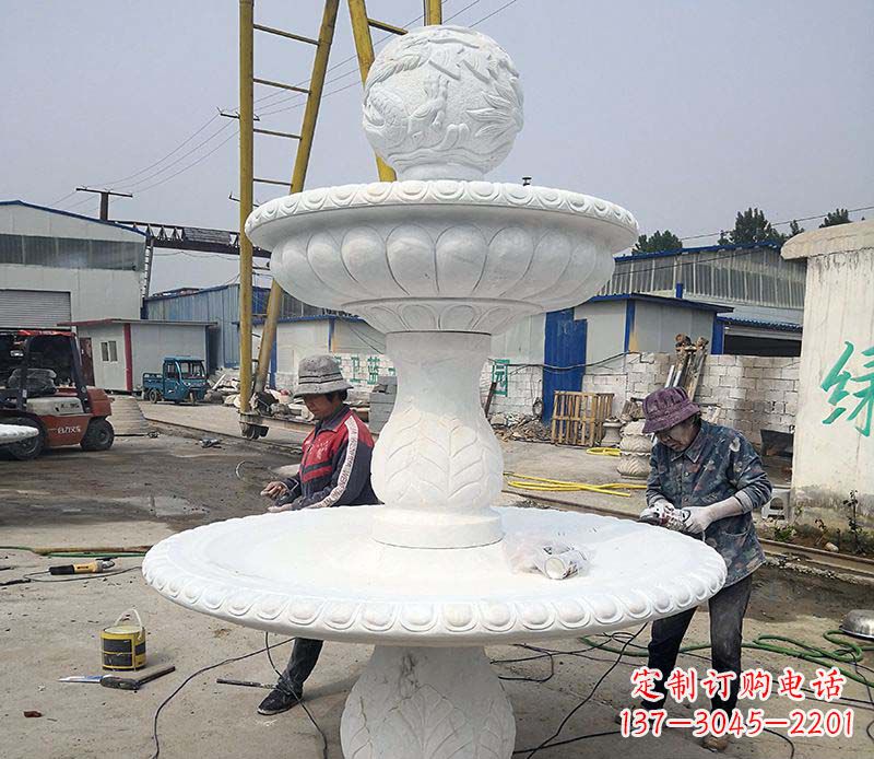 仙桃风水球喷泉石雕1