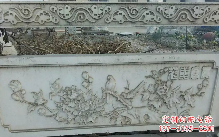 仙桃富贵花开石浮雕栏板