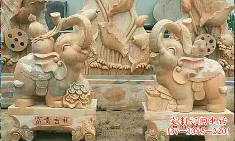 仙桃富贵吉祥大象石雕