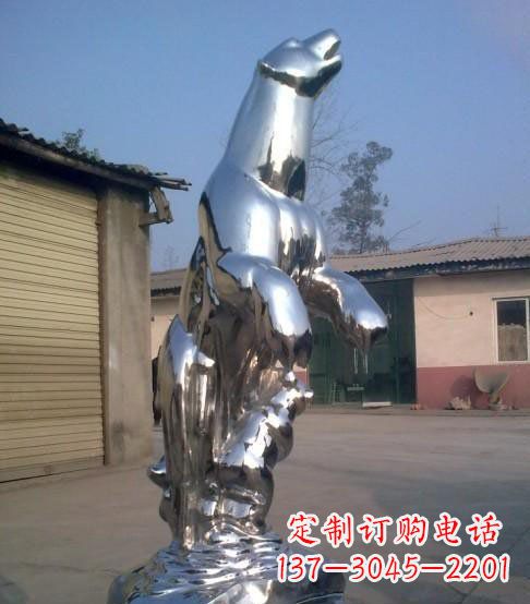仙桃公园不锈钢抽象北极熊动物雕塑