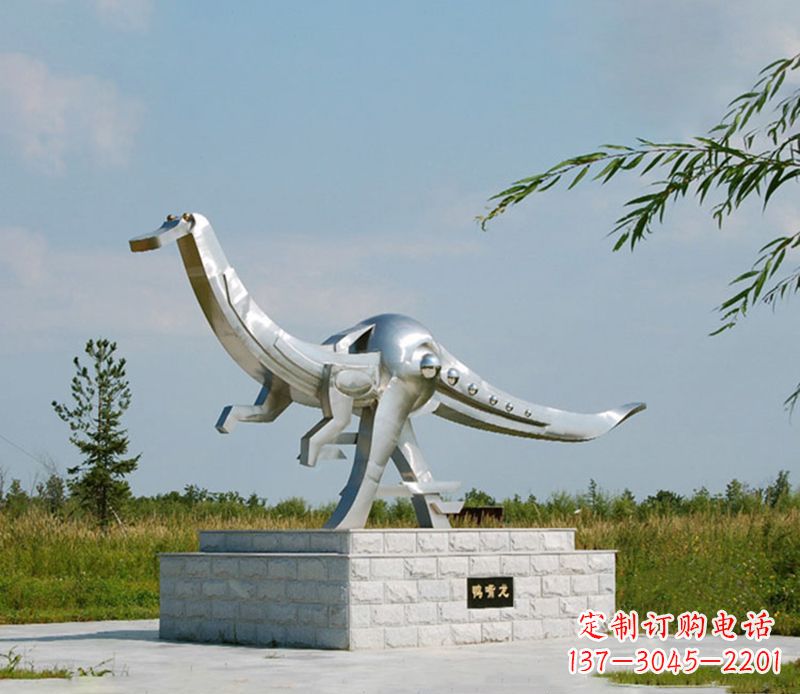 仙桃特大不锈钢抽象恐龙雕塑
