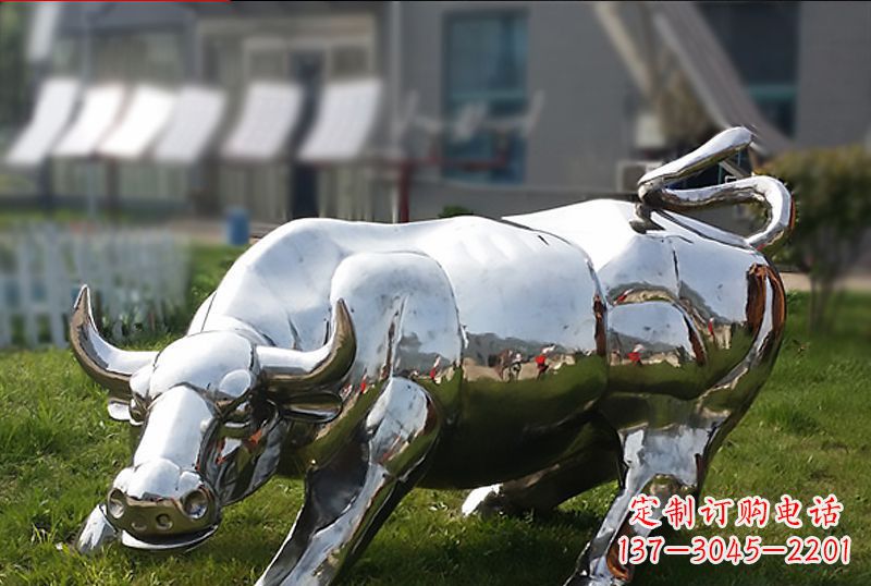 仙桃精致美观的高端不锈钢动物牛雕塑