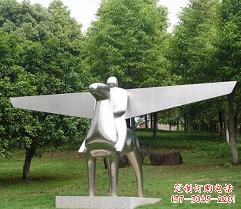 仙桃优雅而独特的不锈钢飞马雕塑