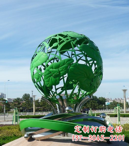 仙桃不锈钢镂空荷叶青蛙雕塑
