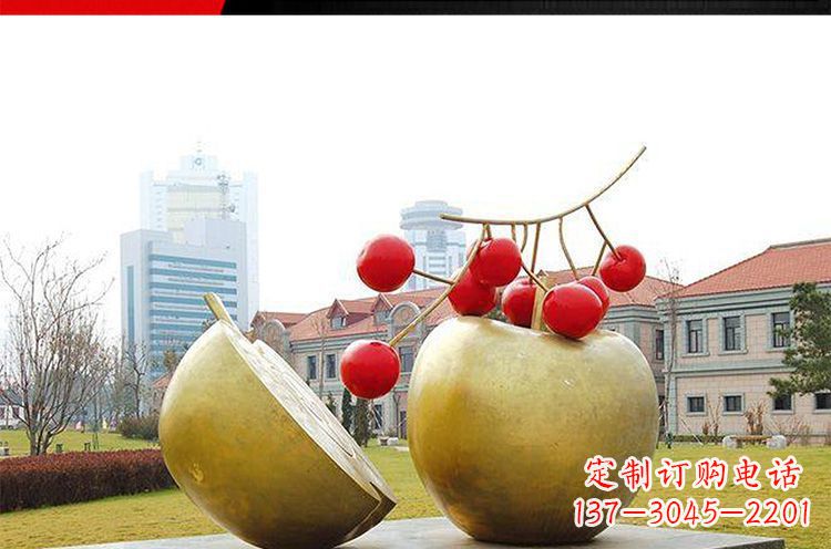 仙桃公园不锈钢苹果樱桃雕塑