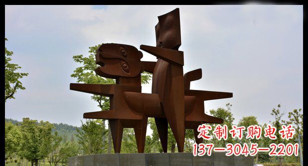 仙桃不锈钢人骑老虎雕塑