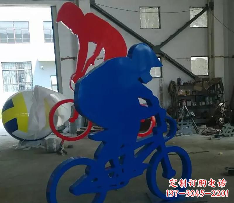 仙桃公园不锈钢骑自行车运动人物雕塑