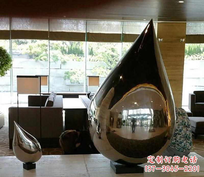 仙桃公园不锈钢水滴球景观雕塑