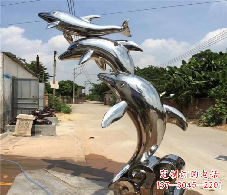 仙桃冲浪海豚不锈钢雕塑