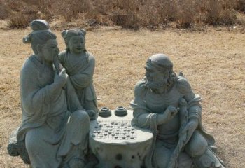 仙桃八仙下棋铜雕塑