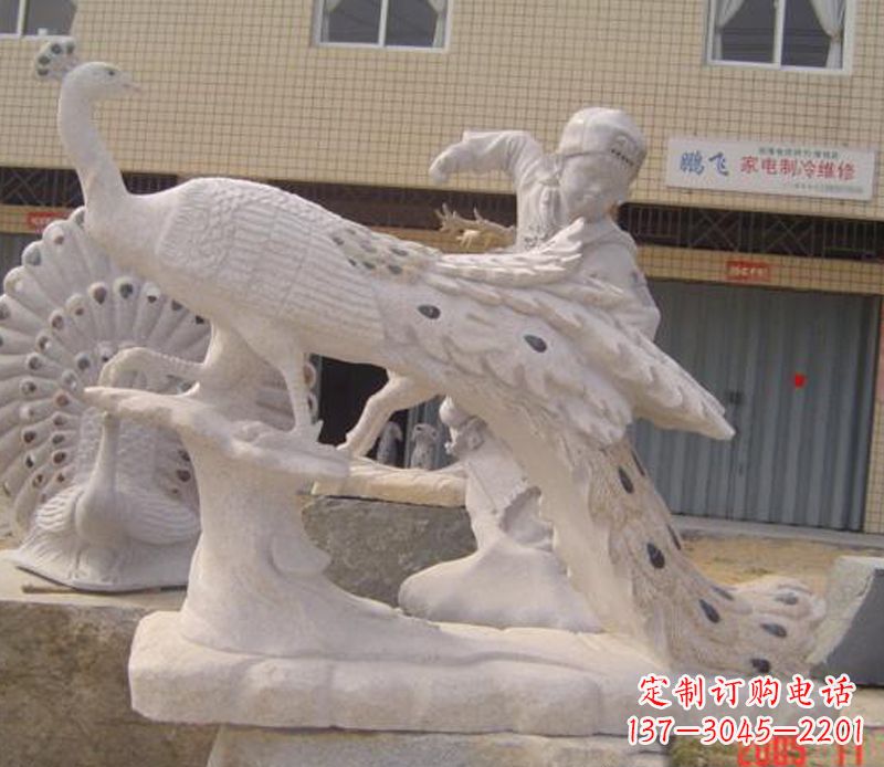 仙桃公园动物孔雀石雕