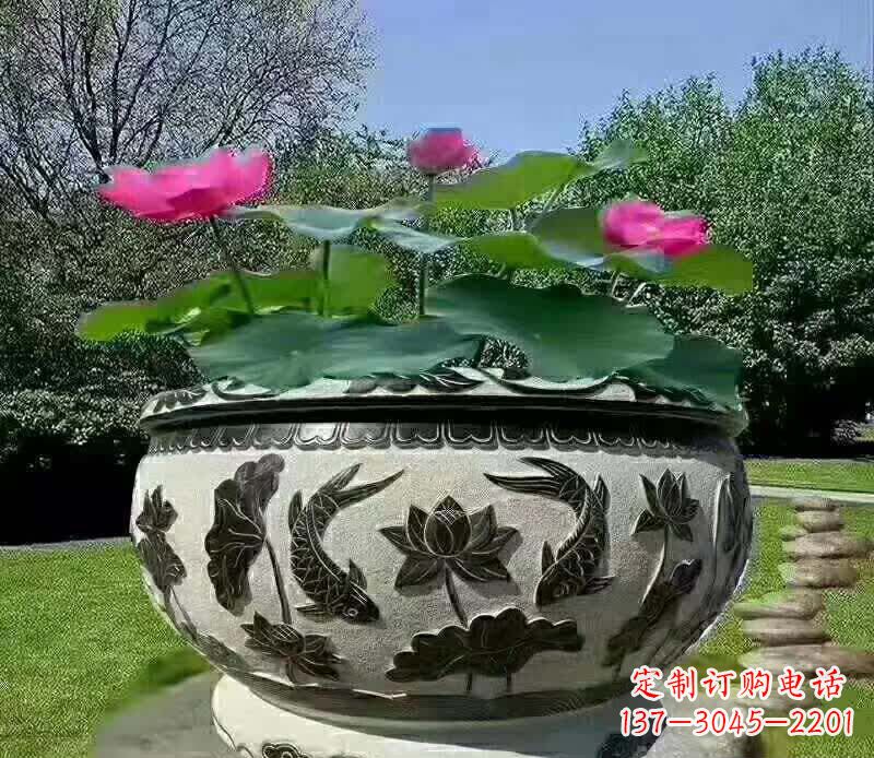 仙桃唯美鲤鱼水缸雕塑