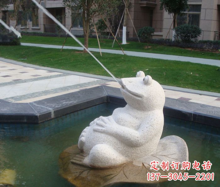 仙桃精美青蛙喷泉石雕