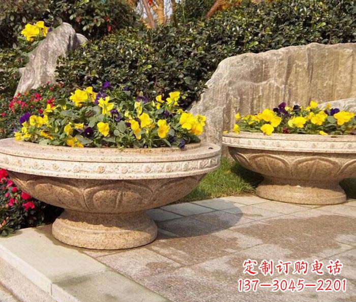 仙桃砂岩花盆雕塑
