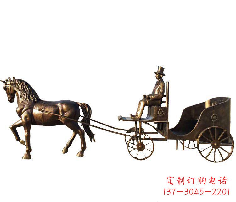仙桃马车玻璃钢仿铜雕塑