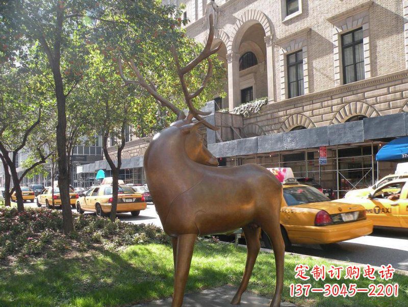 仙桃公园梅花鹿景观铜雕