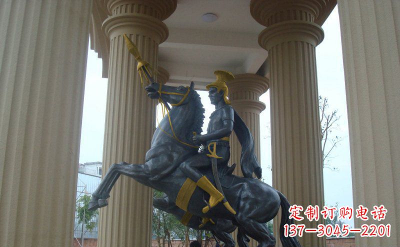 仙桃公园骑马的罗马士兵人物铜雕