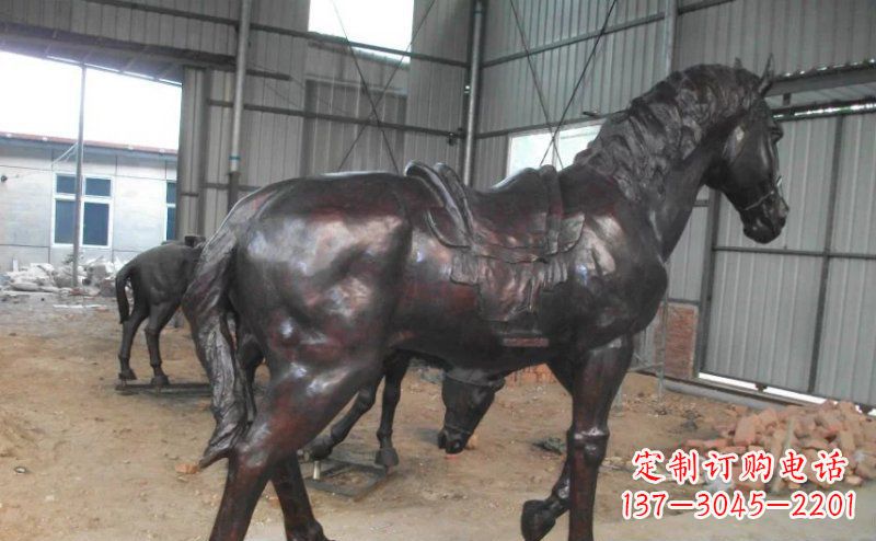 仙桃公园铜马动物铜雕