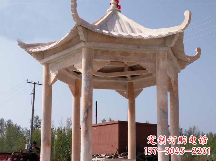 仙桃红六角凉亭雕塑
