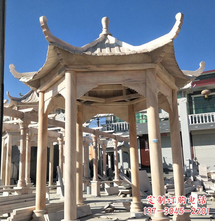 仙桃公园晚霞红凉亭雕塑