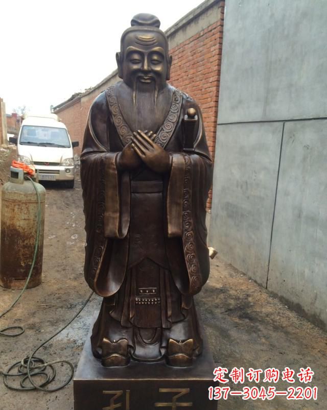 仙桃古代孔子铜雕 (2)