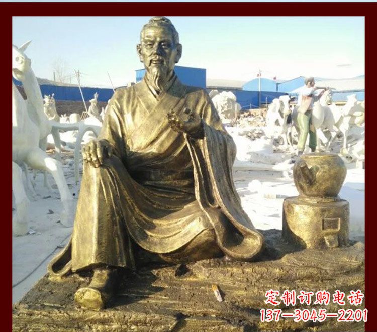 仙桃古代名人熬中药的张仲景铜雕