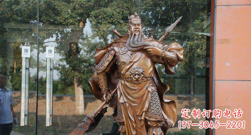 仙桃关公古代人物铜雕