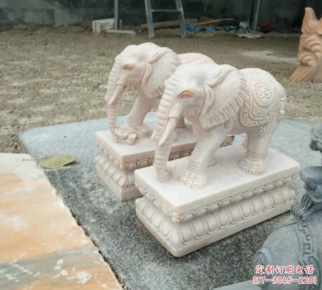 仙桃广场动物大象石雕