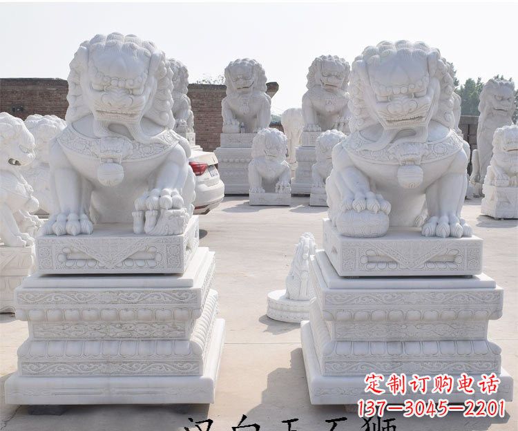 仙桃汉白玉看门狮子雕塑