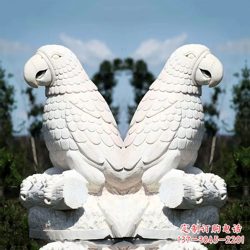 仙桃汉白玉鹦鹉石雕