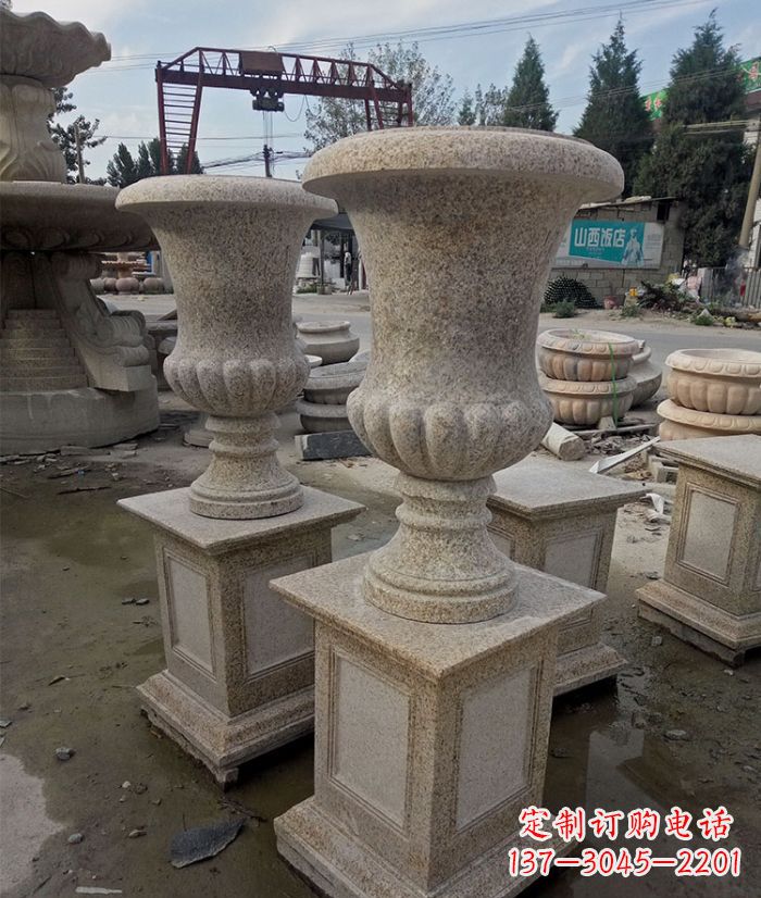 仙桃花岗岩欧式花钵小区石雕花盆