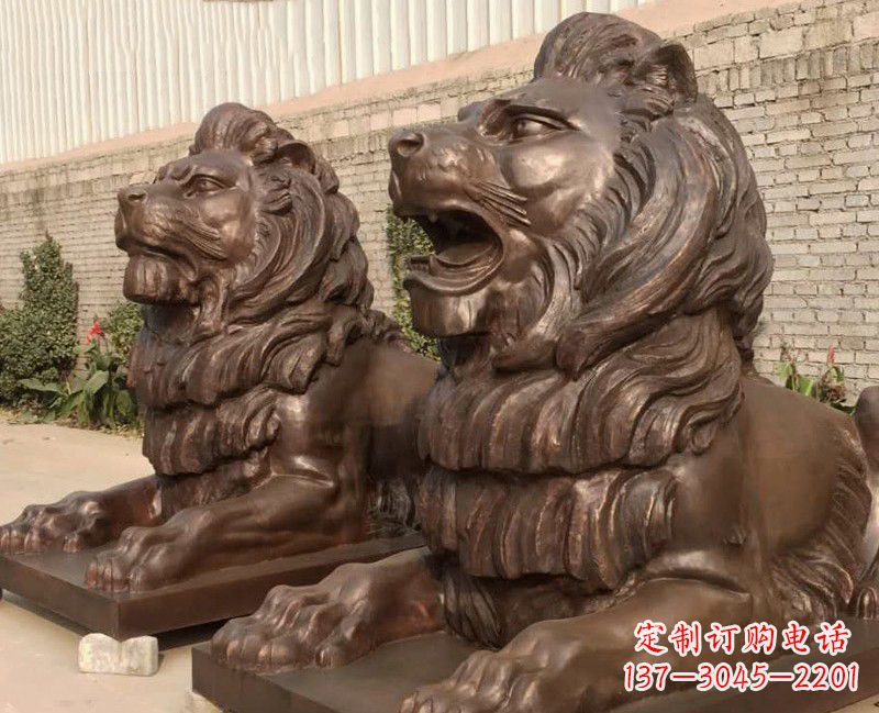 仙桃汇丰铜雕狮子,威武雄壮