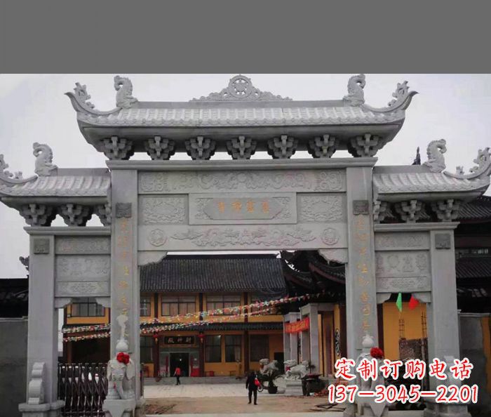 仙桃专业街边道路三门石牌坊雕塑制作