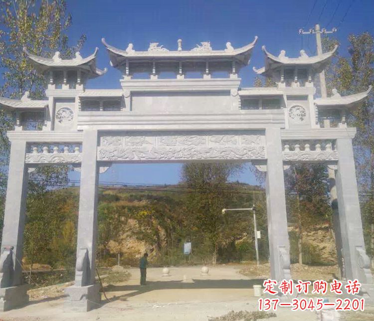 仙桃中领雕塑:精雕制作仿古石牌坊石雕
