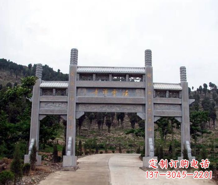 仙桃景区三门牌坊石雕 (17)