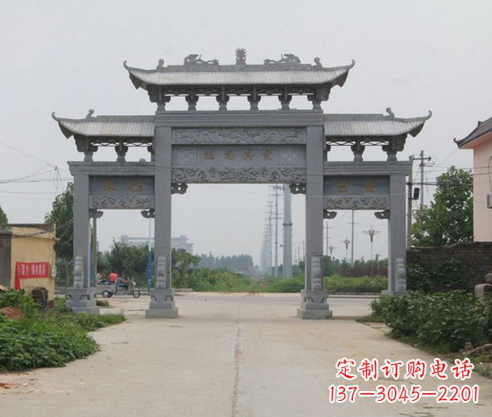仙桃艺术雕塑牌坊精美装饰农村的美丽